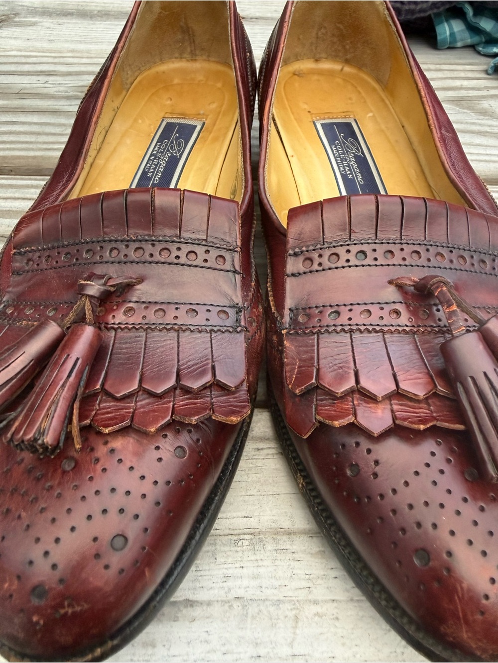 Cole Haan Burgundy Leather Tassel Kiltie Loafers